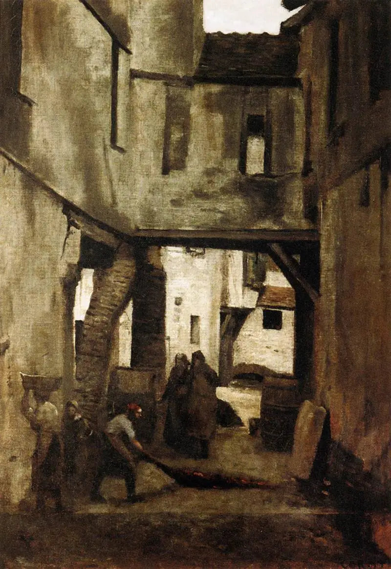 Les Tanneries de Mantes - Jean-Baptiste Camille Corot image 1 reproduction artisanale de tableau