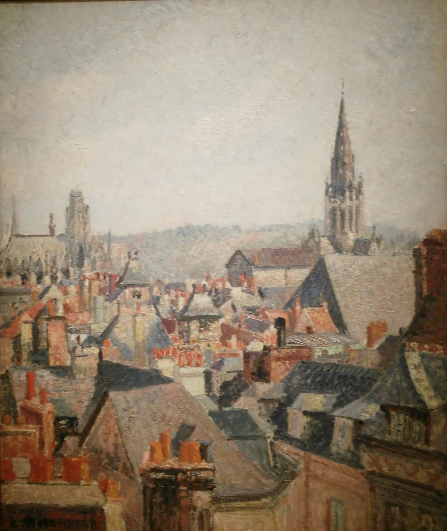 Les toits du vieux Rouen, soleil - Camille Pissarro
