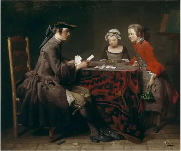 Les Tours de Cartes - Jean Siméon Chardin image 1 copie peinte à la main à l’huile