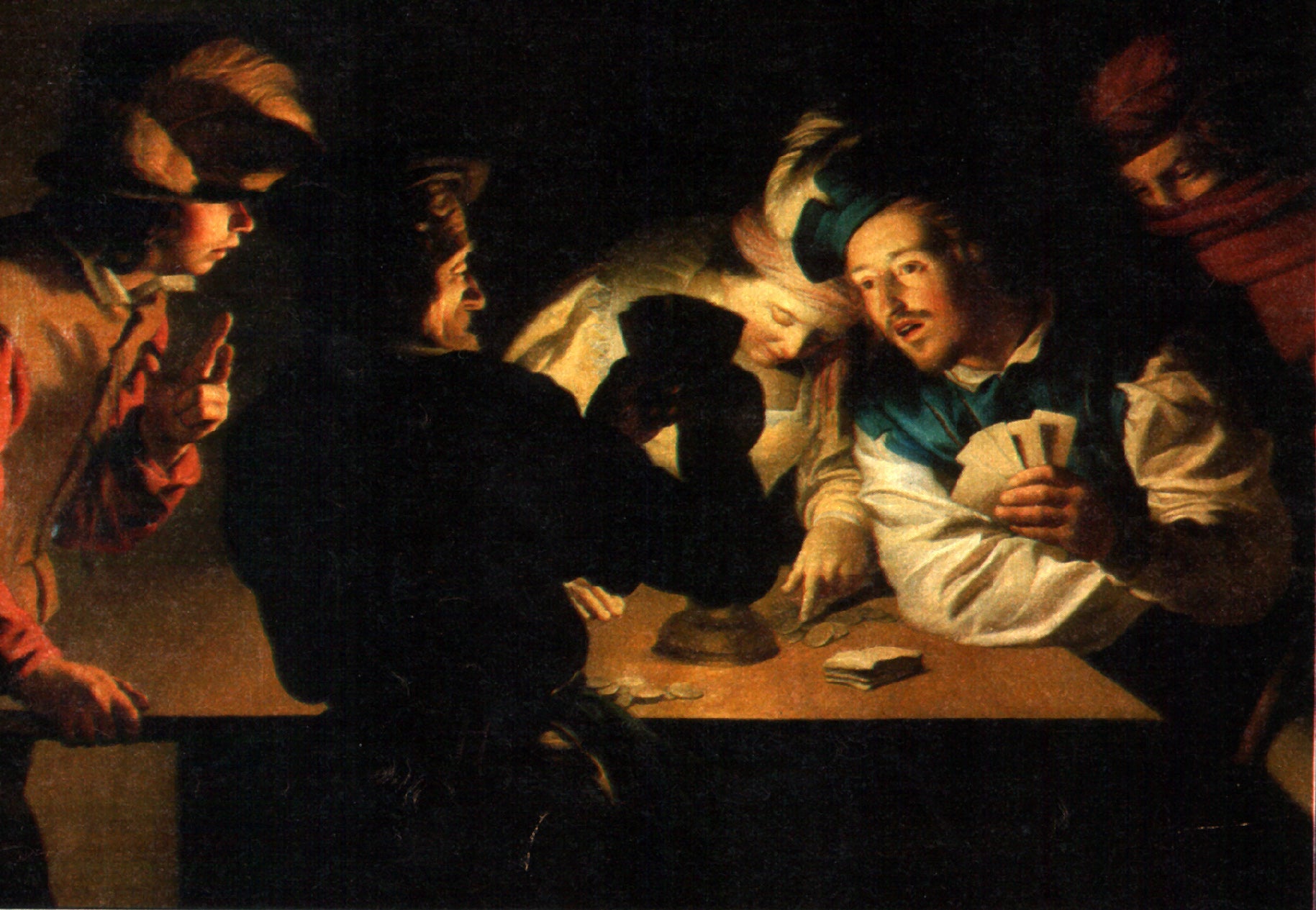 Les Tricheurs - Gerrit van Honthorst image 1 reproduction d’œuvre d’art à l’huile