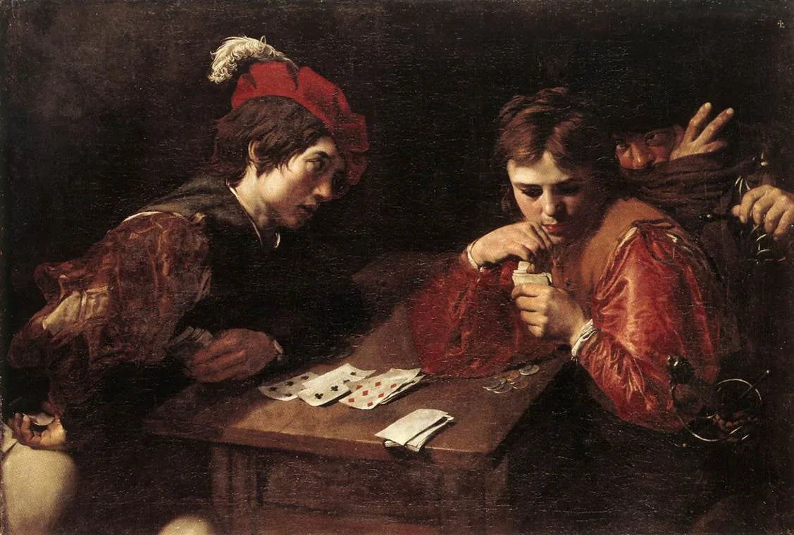 Les Tricheurs - Valentin de Boulogne image 1 reproduction de peinture à l’huile
