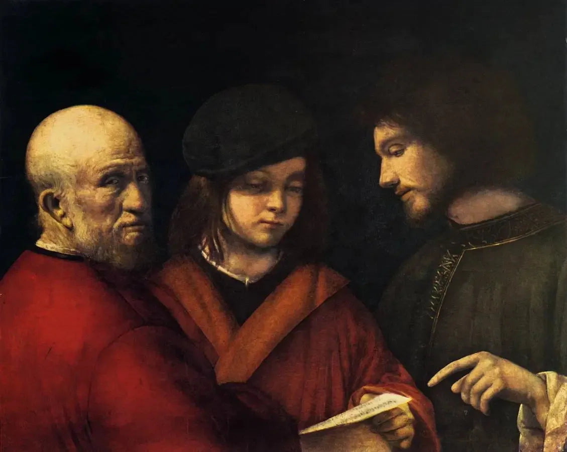 Les Trois Âges de l'homme - Giorgione image 1 reproduction de peinture à l’huile
