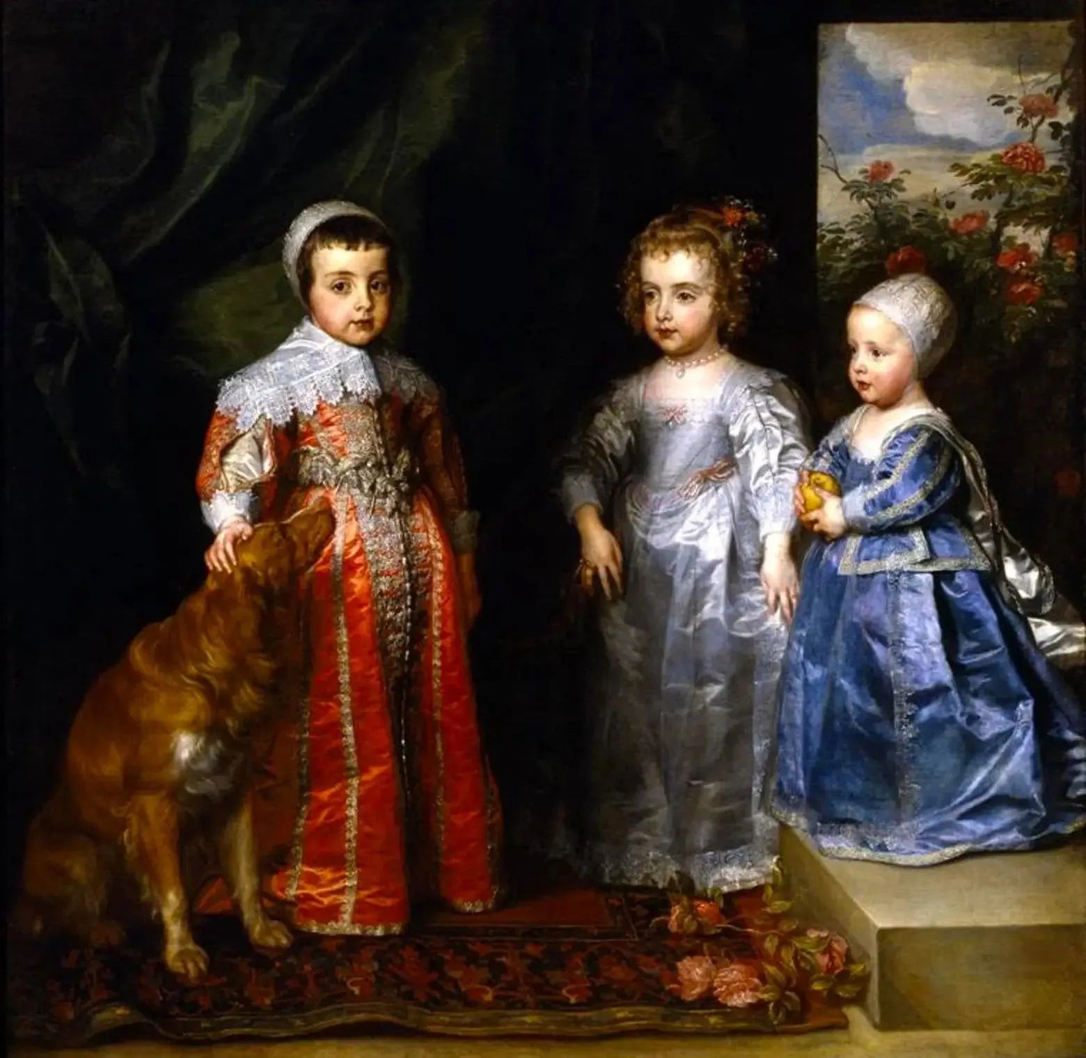 Les trois enfants aînés de Charles Ier Stuart (1600-1649) et d'Henriette Marie de Bourbon (1609-1669), Charles (1630-1685), Marie (1631-1666) et Jacques (1633-1685) - Antoine van Dyck image 1 reproduction réalisée par Alpha Reproduction