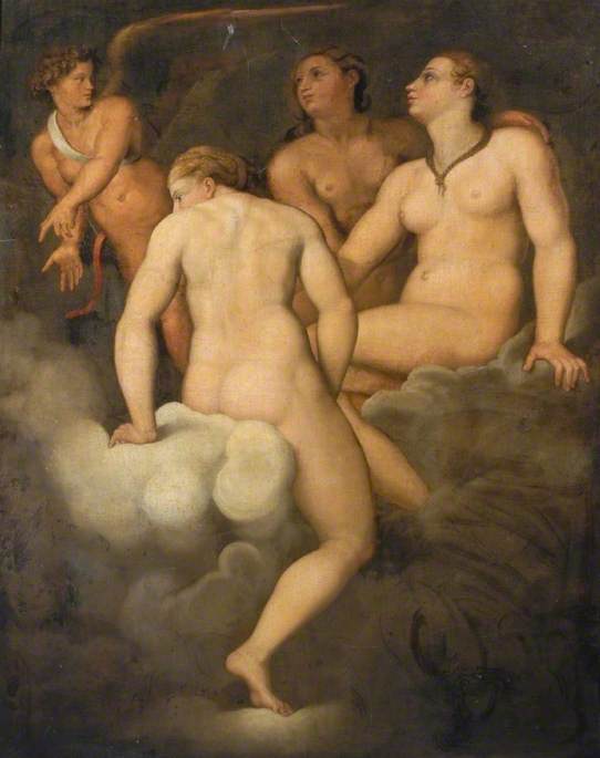 Les Trois Grâces avec Cupidon - Giulio Romano image 1 reproduction de peinture à l’huile
