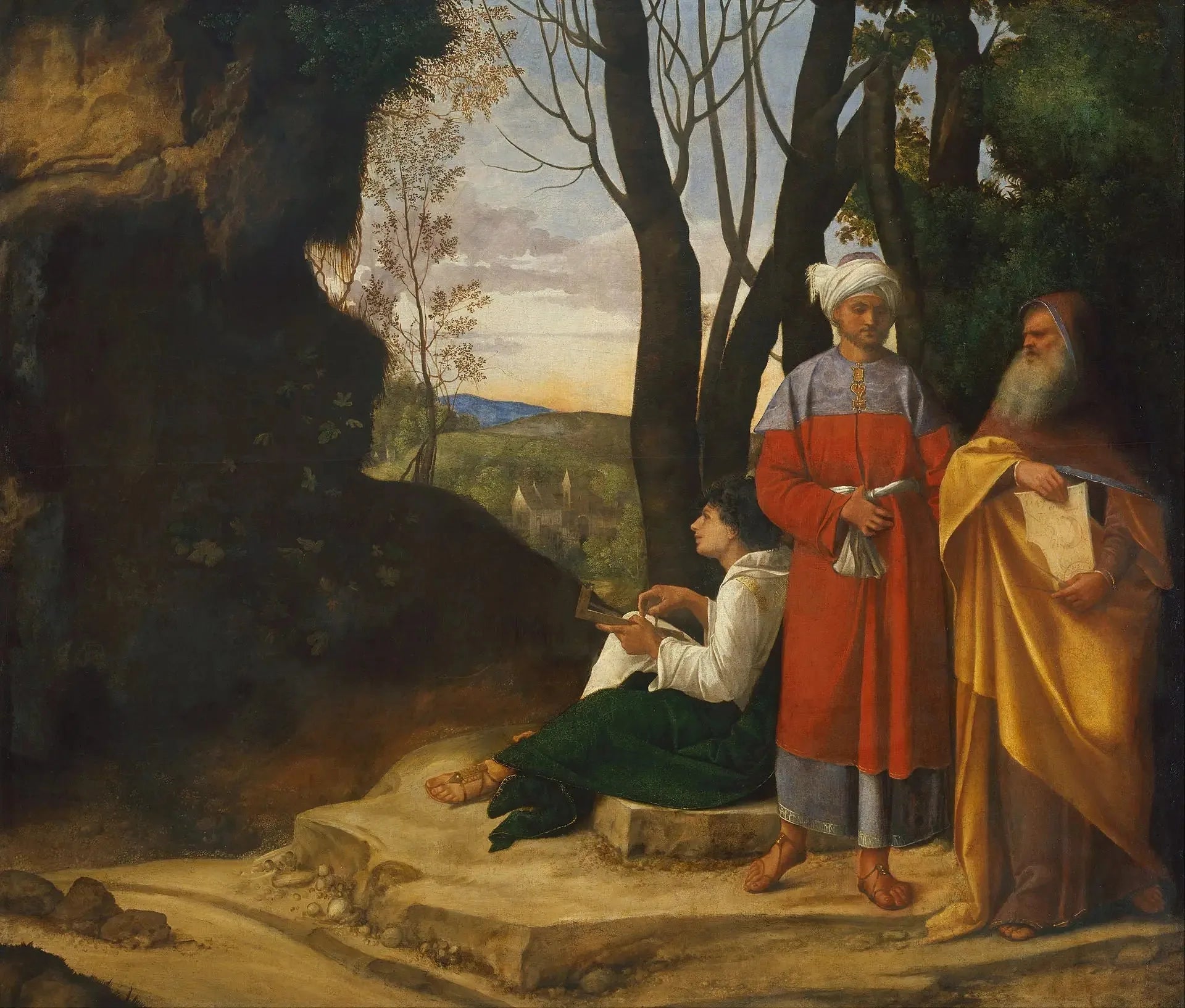 Les Trois Philosophes - Giorgione image 1 copie peinte à la main à l’huile