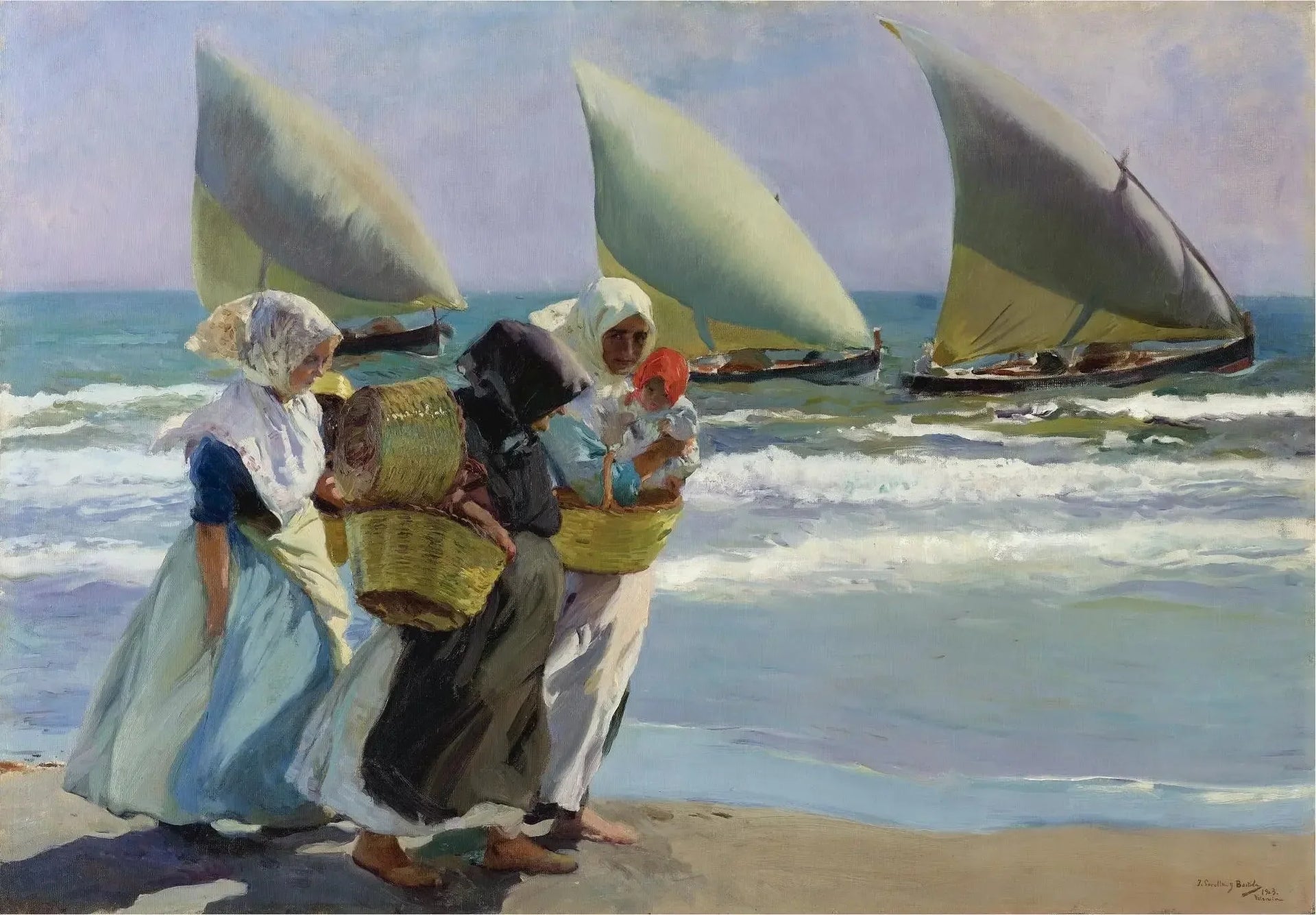 Les Trois Voiles - Joaquín Sorolla image 1 reproduction artisanale de tableau