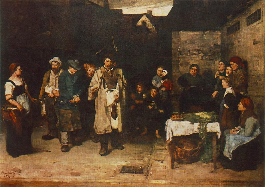 Les vagabonds de la nuit I. - Mihály Munkácsy image 1 reproduction d’œuvre d’art à l’huile