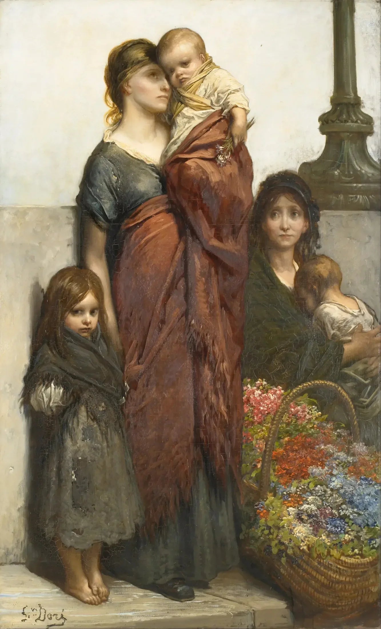 Les vendeurs de fleurs de Londres - Gustave Doré image 1 copie de tableau peinte à la main