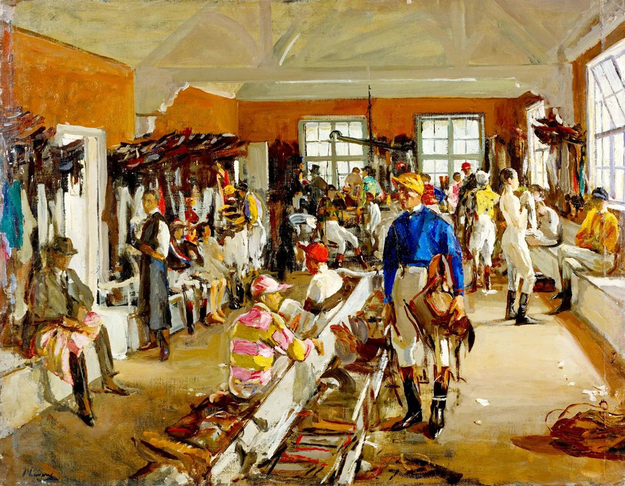 Les vestiaires des jockeys à Ascot - John Lavery image 1 copie de tableau peinte à la main