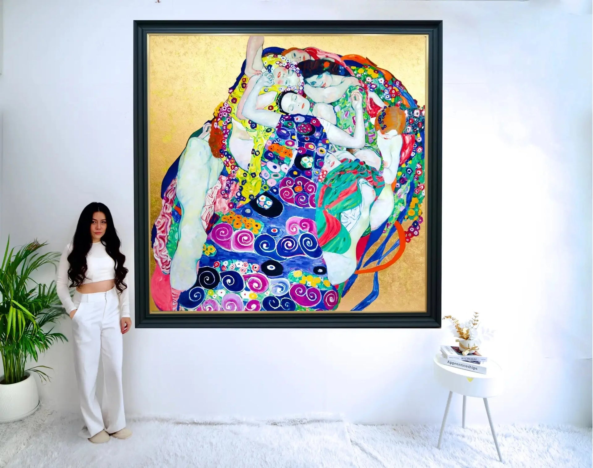 Les Vierges – Une Œuvre Réimaginée de Gustav Klimt par Master Apollon | 200 x 200 cm image 3 copie de tableau peinte à la main