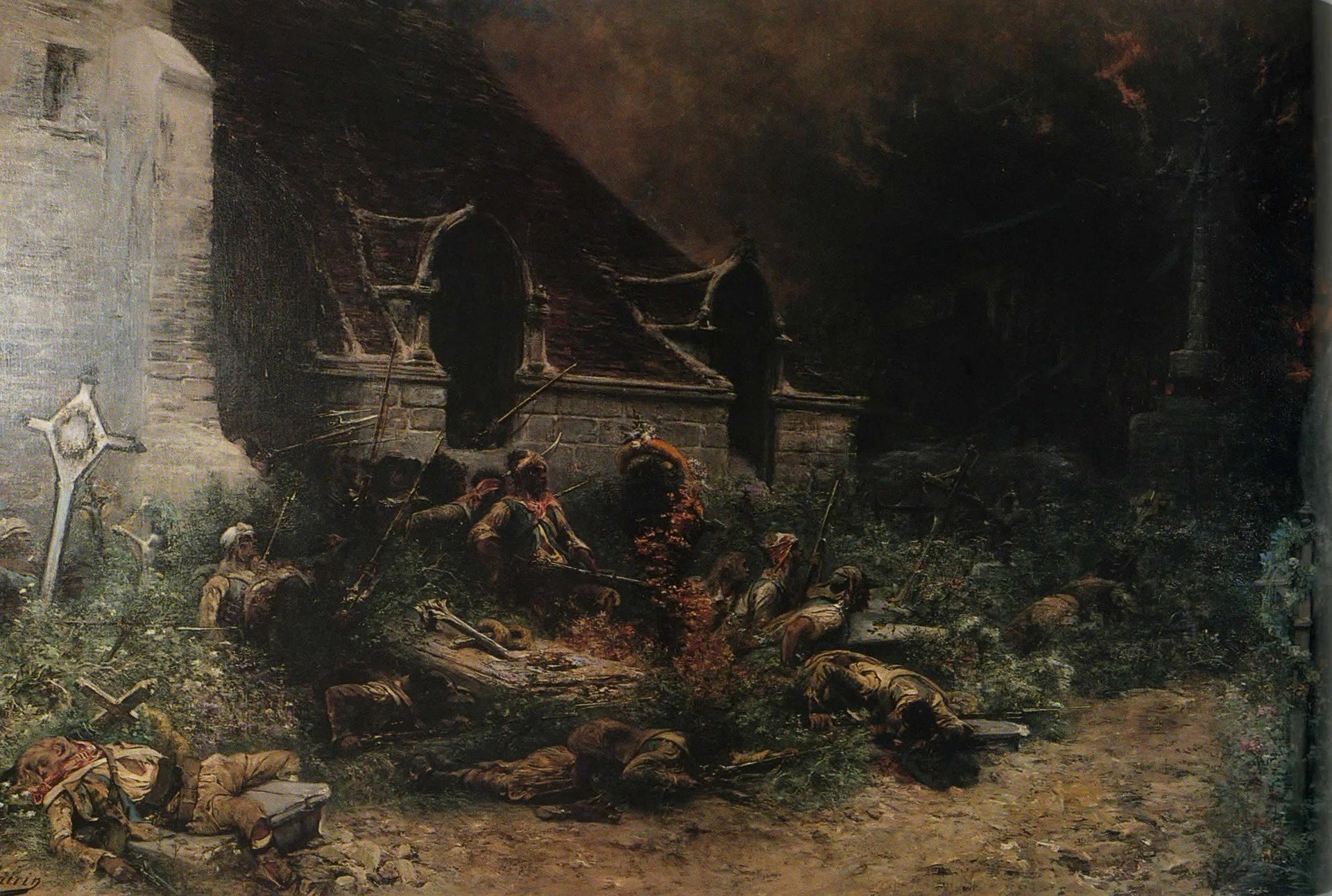 Les vivants défendent leurs morts. - Georges Clairin image 1 copie peinte à la main à l’huile