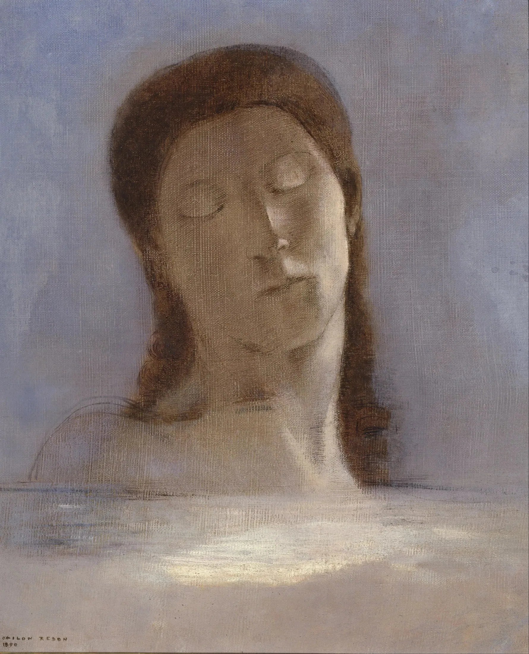Les Yeux clos - Odilon Redon image 1 reproduction de peinture à l’huile
