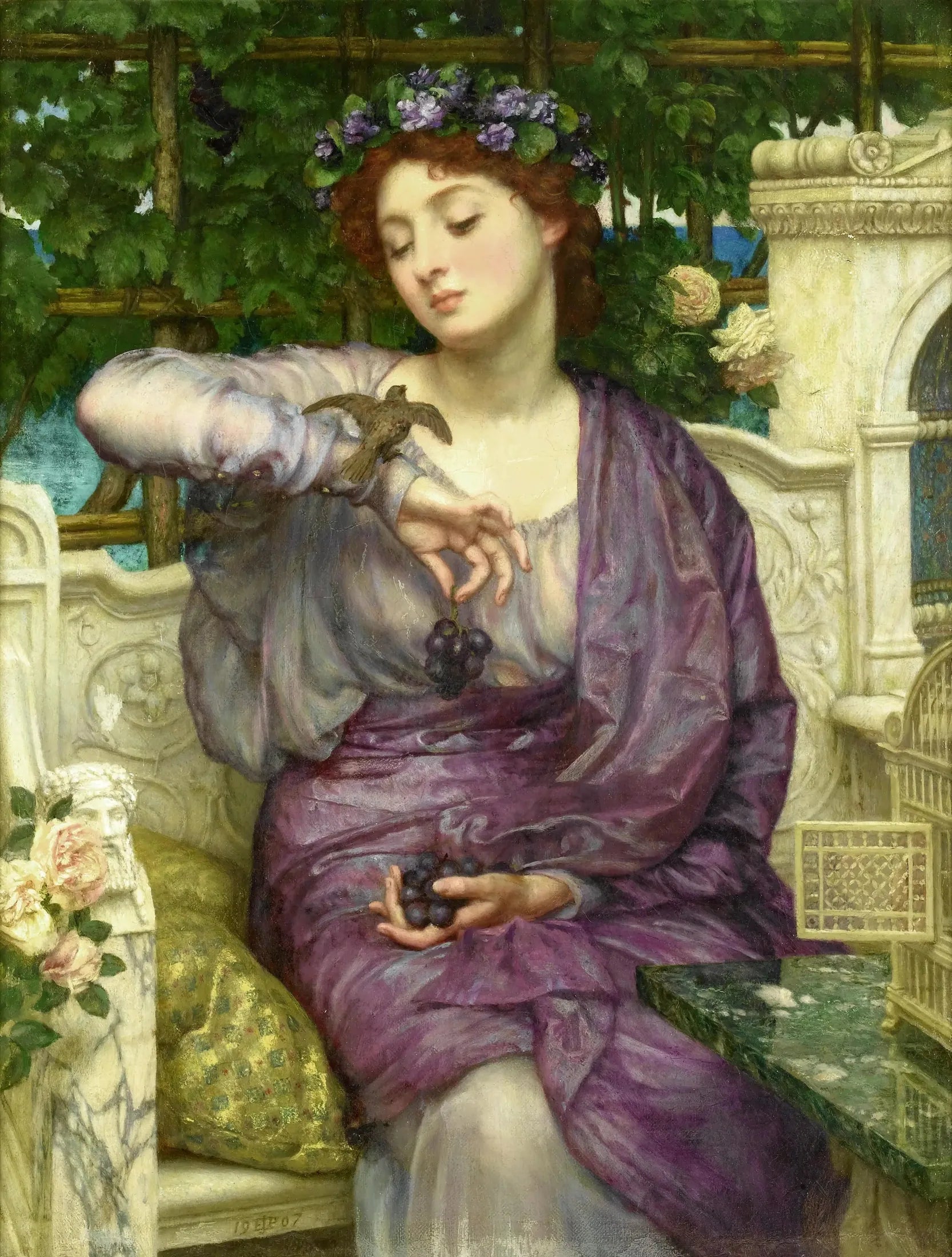 Lesbia et son moineau - Edward Poynter image 1 reproduction réalisée par Alpha Reproduction