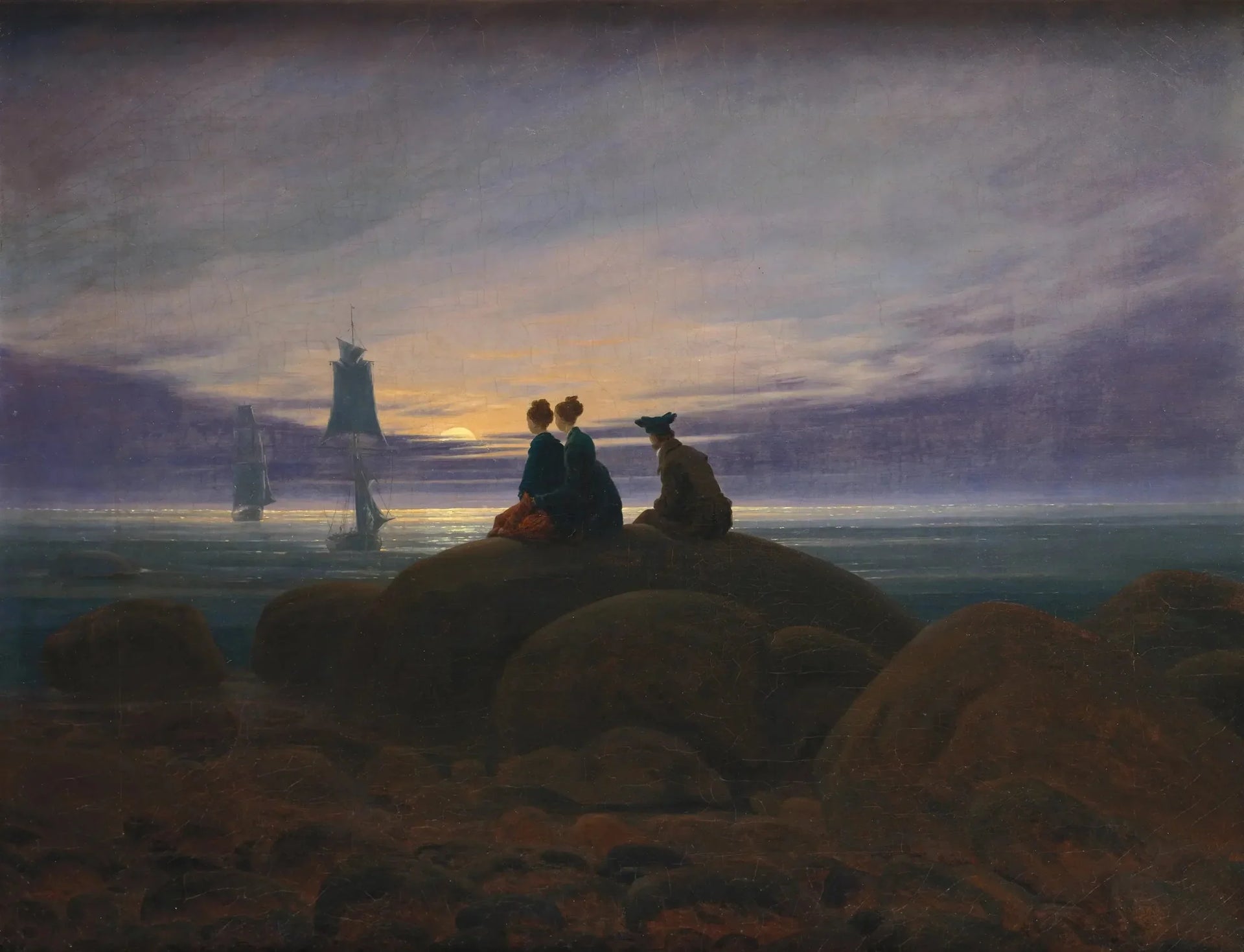 Lever de lune sur la mer - Caspar David Friedrich image 1 reproduction artisanale de tableau