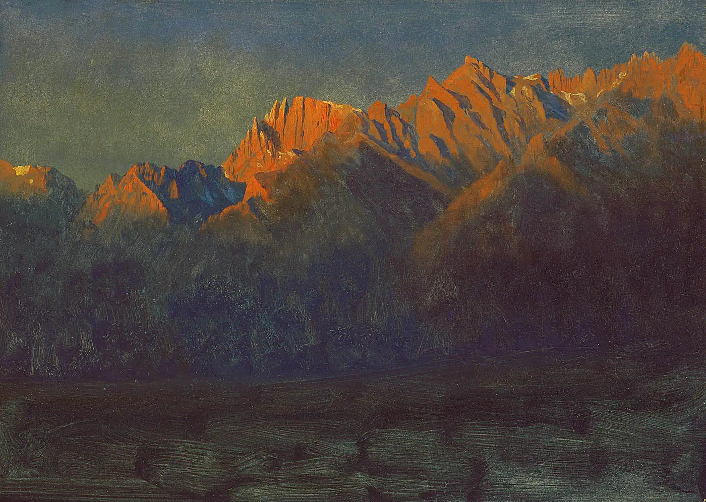 Lever de soleil dans les Sierras - Albert Bierstadt image 1 reproduction de peinture à l’huile