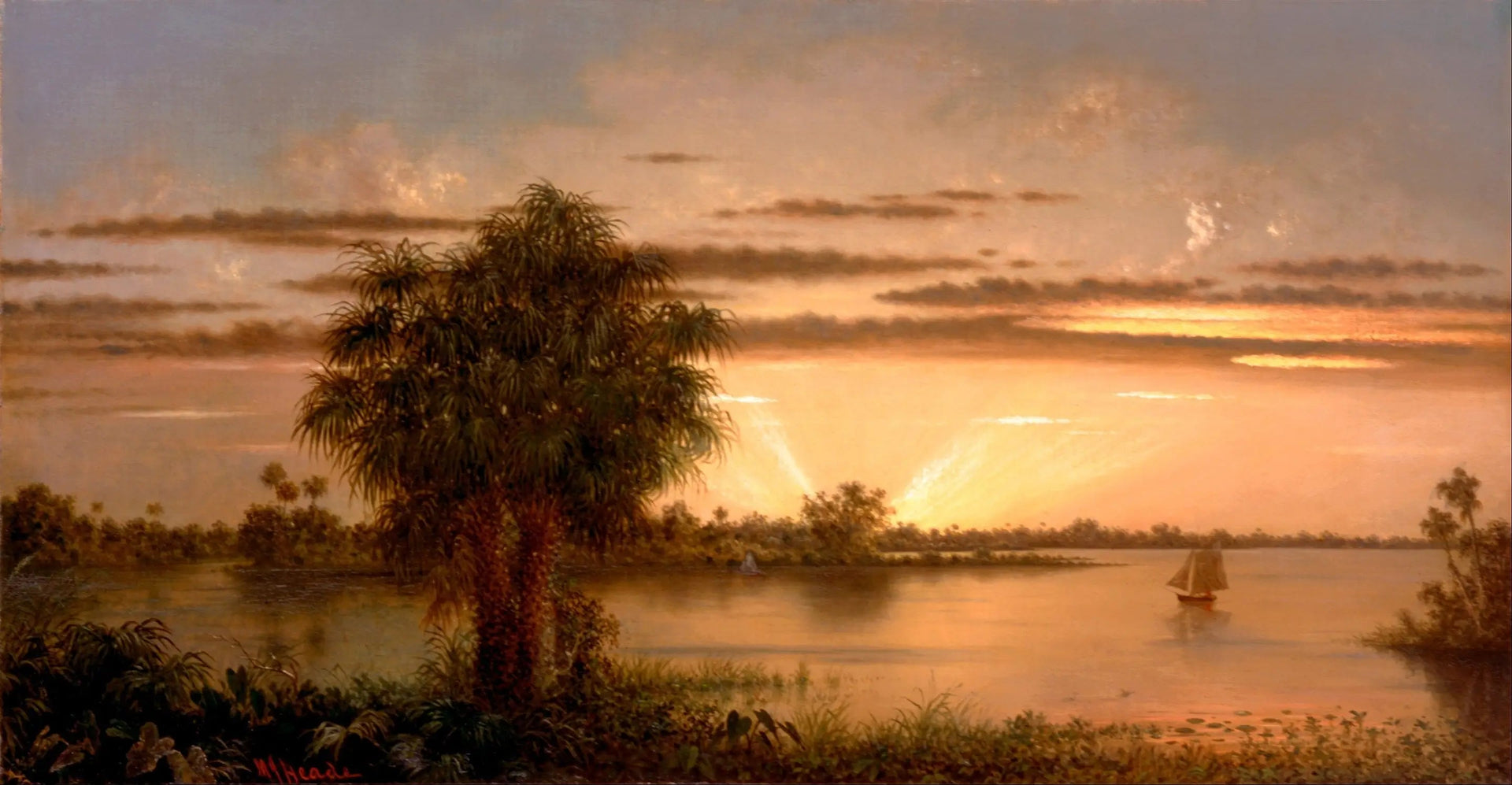 Lever de soleil en Floride - Martin Johnson Heade image 1 reproduction de peinture à l’huile