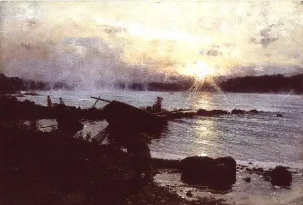 Lever de soleil sur la Dvina occidentale - Ilya Repin image 1 tableau peint à l’huile sur toile