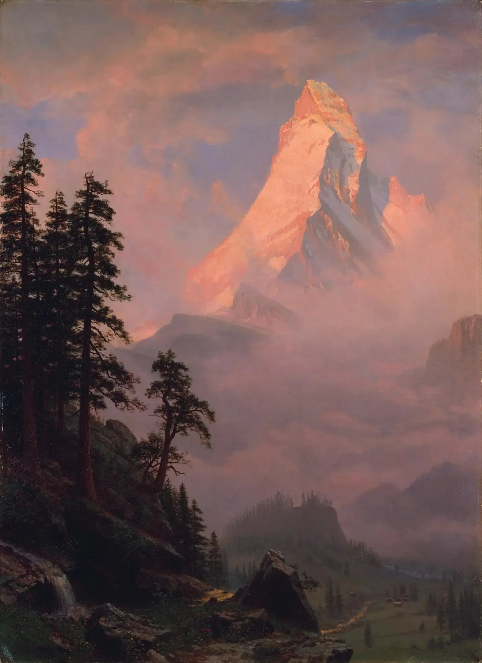 Lever de soleil sur le Cervin - Albert Bierstadt image 1 copie de tableau peinte à la main