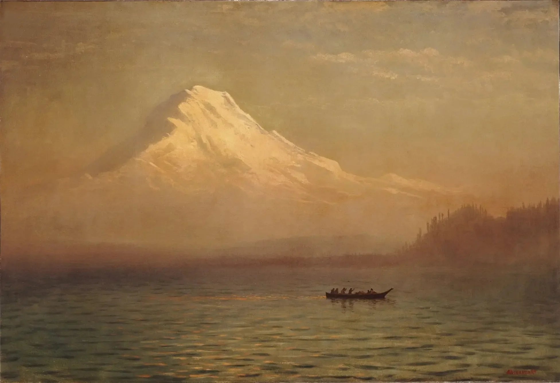 Lever de soleil sur le mont Tacoma - Albert Bierstadt image 1 reproduction artisanale de tableau