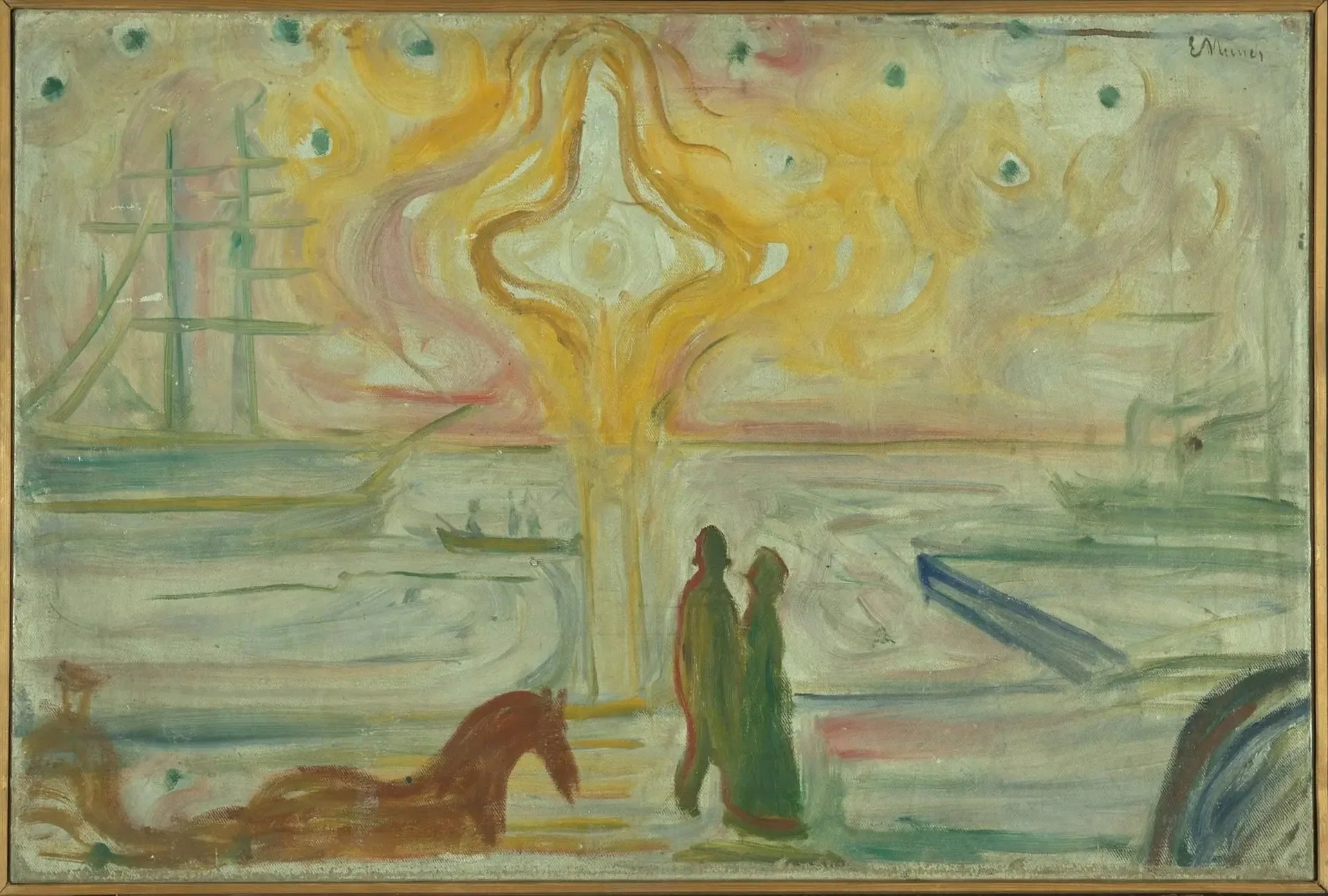 Lever de soleil sur le port - Edvard Munch image 1 copie peinte à la main à l’huile