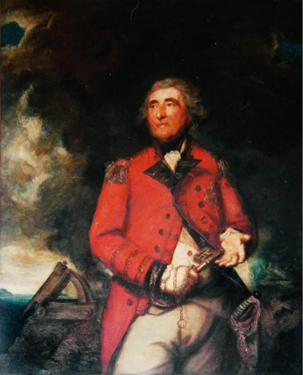 Lieutenant-général George Augustus Eliott (1717–1790), 1er baron Heathfield, général et défenseur de Gibraltar, gouverneur de Gibraltar (1777–1790) - Joshua Reynolds image 1 reproduction artisanale de tableau