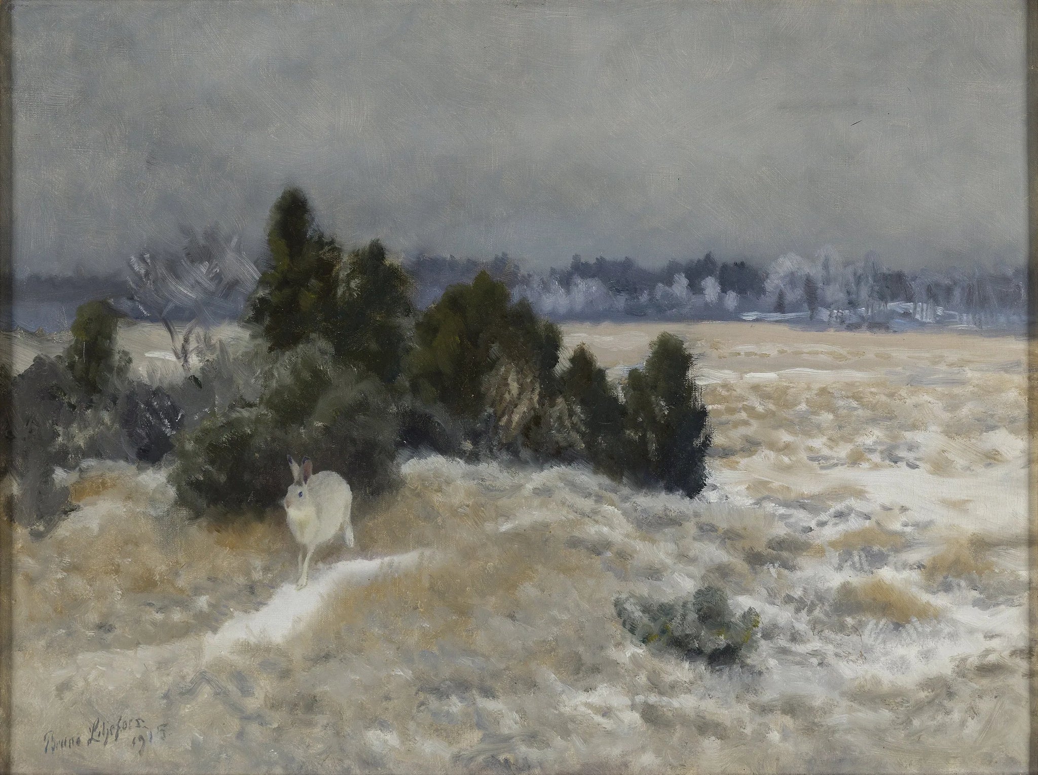 Lièvre d'hiver - Bruno Liljefors image 1 tableau peint à l’huile sur toile