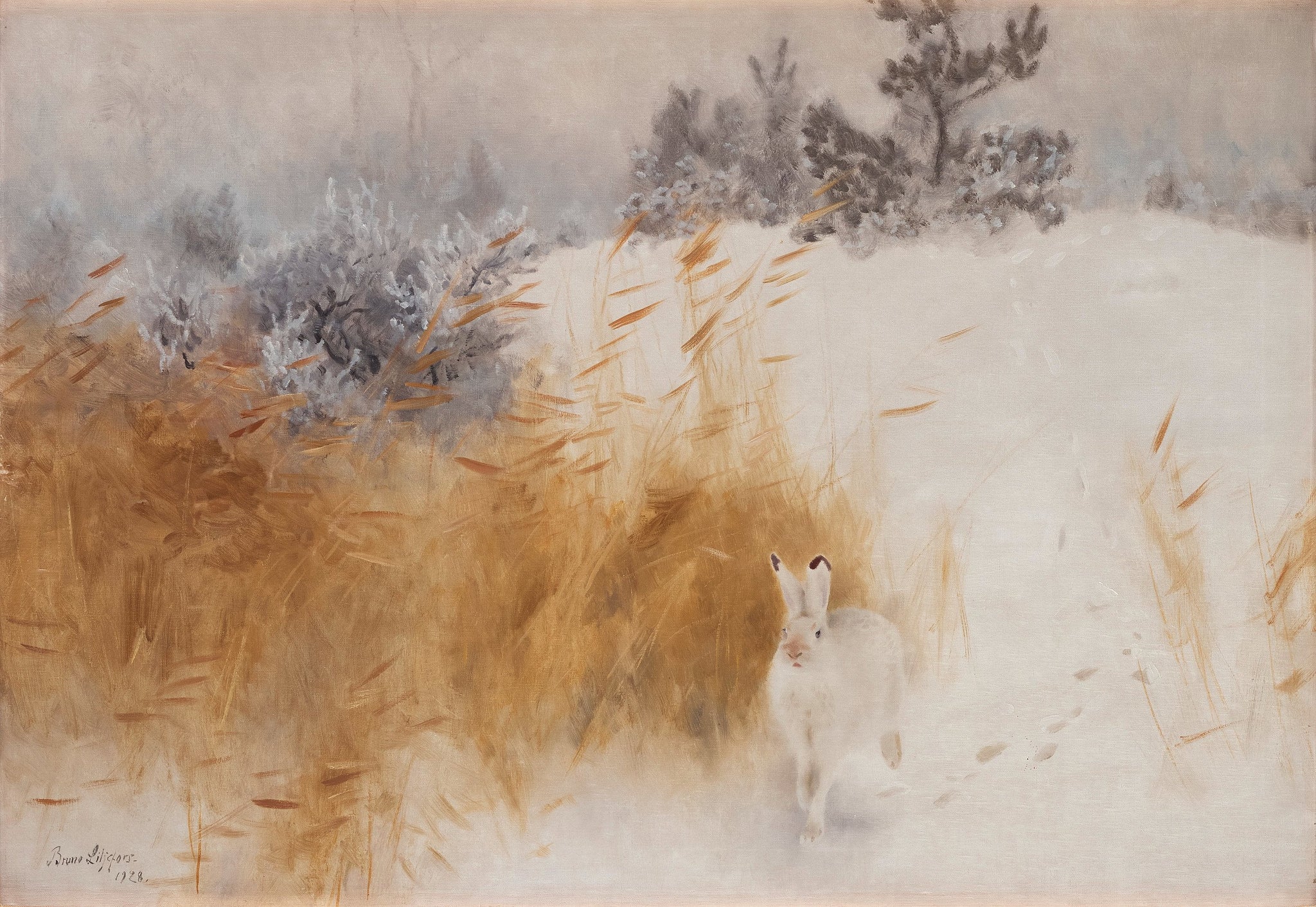 Lièvre d'hiver - Bruno Liljefors image 1 reproduction de peinture à l’huile