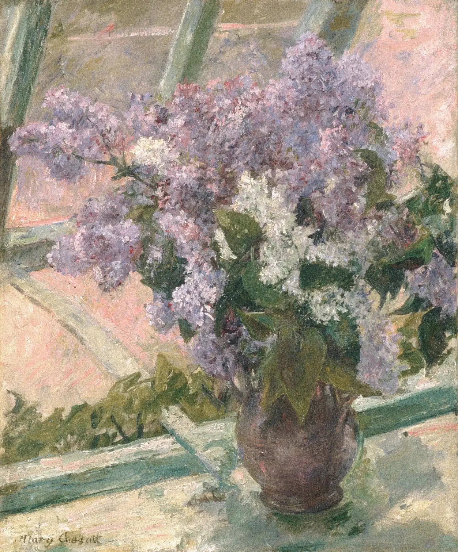 Lilas à une fenêtre - Mary Cassatt image 1 reproduction artisanale de tableau