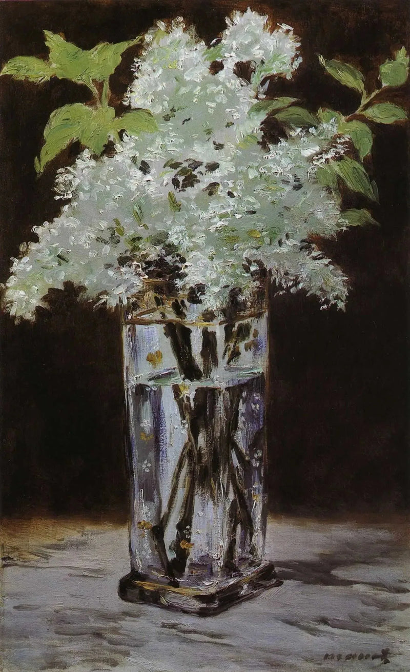 Lilas blanc dans un vase de cristal - Édouard Manet