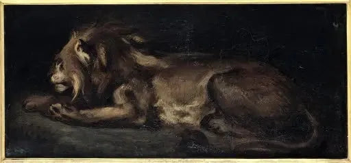 Lion couché - Eugène Delacroix image 1 tableau peint à l’huile sur toile