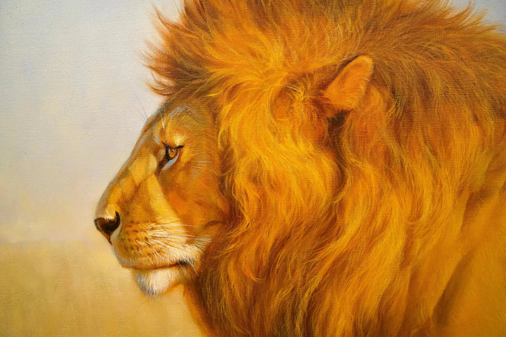Lion dans la savane | 150 x 100 cm image 4 tableau peint à l’huile sur toile