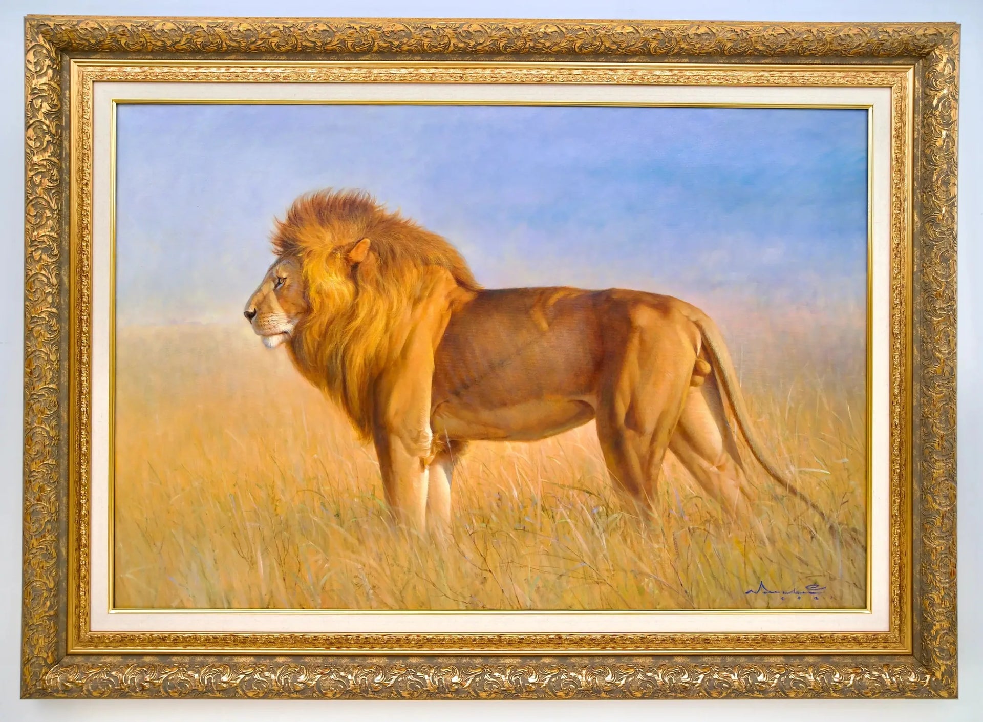 Lion dans la savane | 150 x 100 cm image 9 reproduction de peinture à l’huile