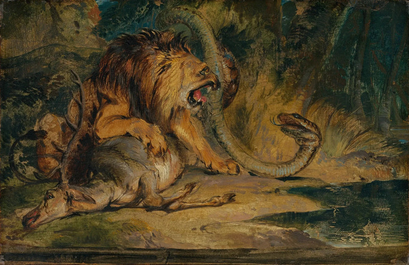 Lion défendant sa proie - Edwin Henry Landseer