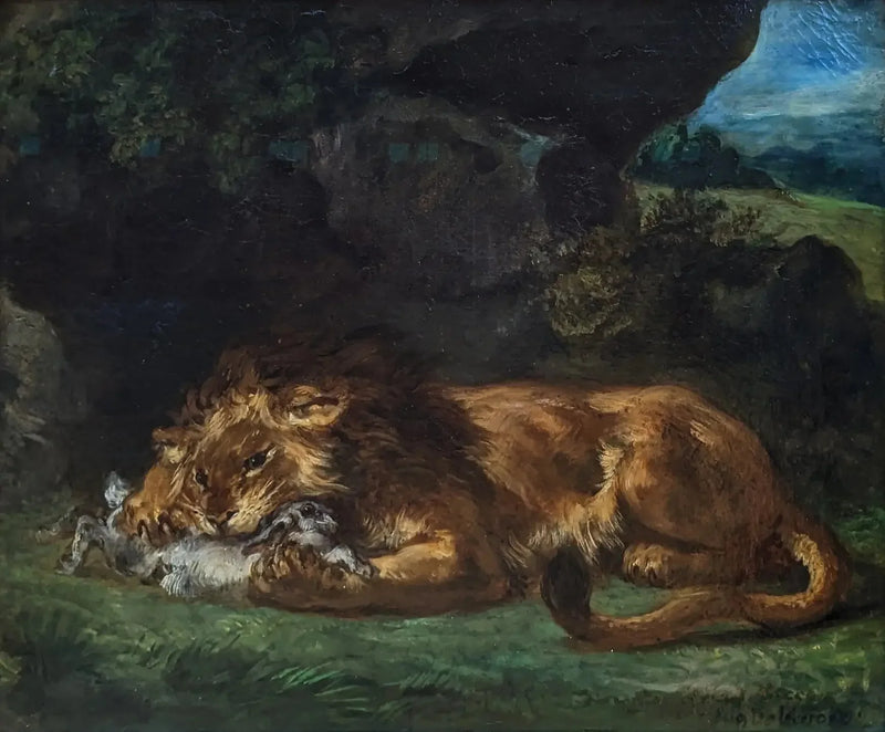 Lion dévorant un lapin - Eugène Delacroix