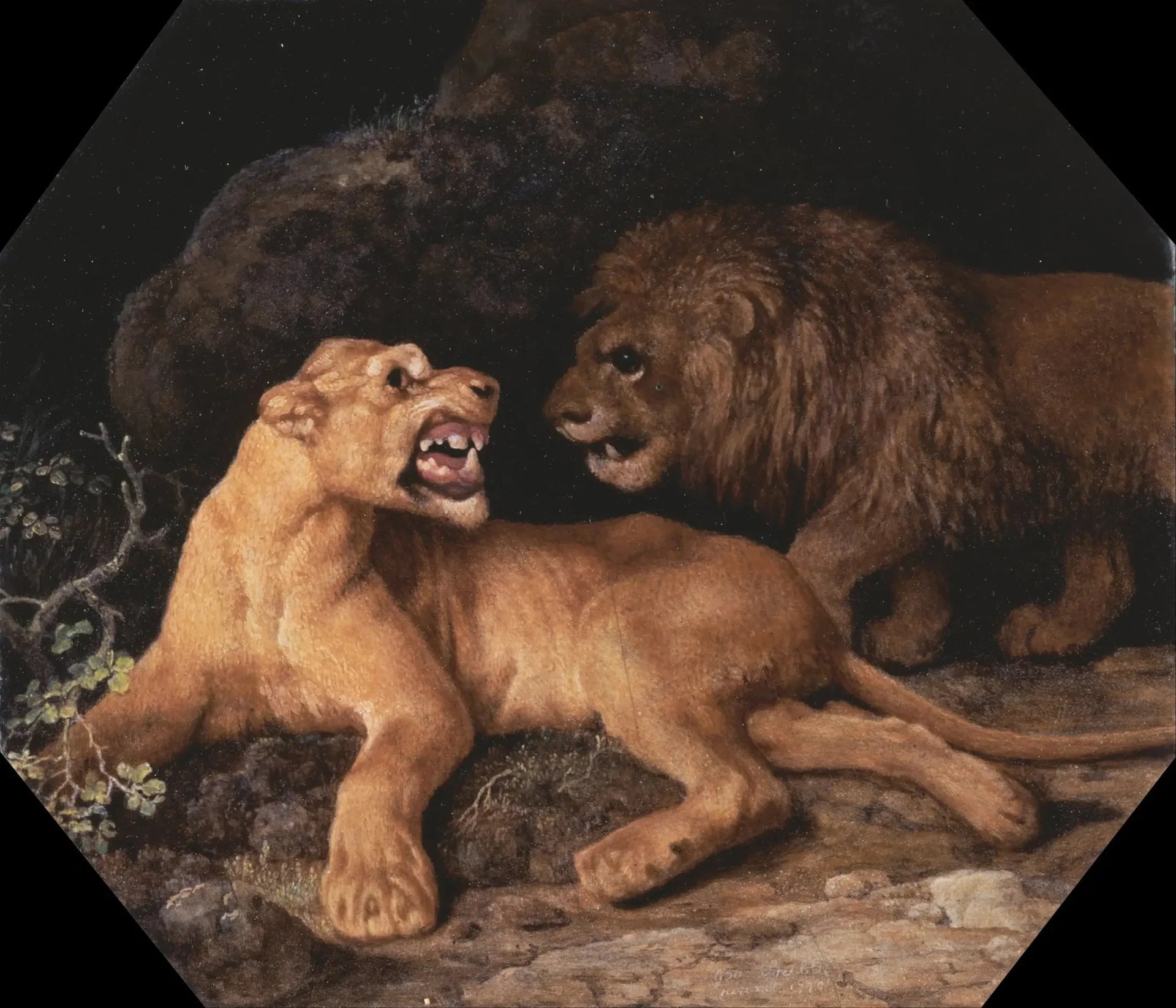 Lion et Lione - George Stubbs image 1 copie peinte à la main à l’huile
