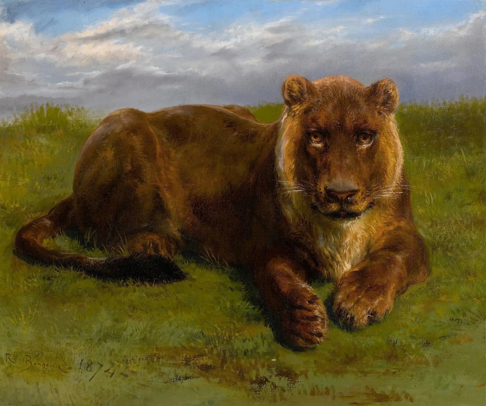 Lionne posant - Rosa Bonheur image 1 reproduction artisanale de tableau