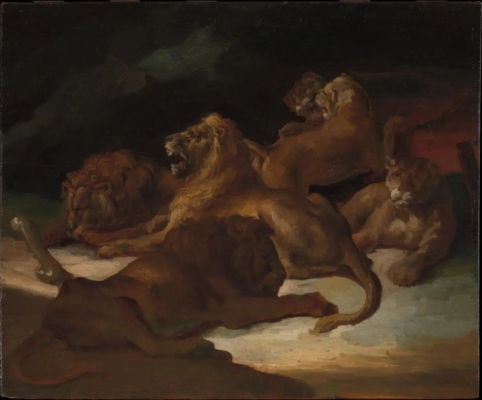 Lions dans un paysage montagneux - Théodore Géricault image 1 copie peinte à la main à l’huile