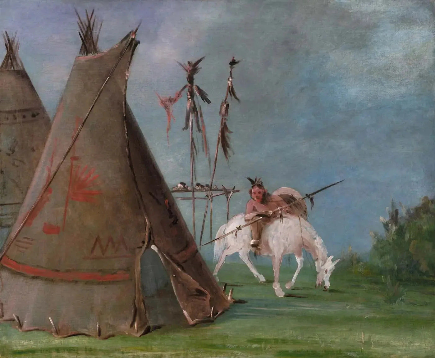 Loge Comanche des Peaux de Buffle - George Catlin image 1 copie peinte à la main à l’huile