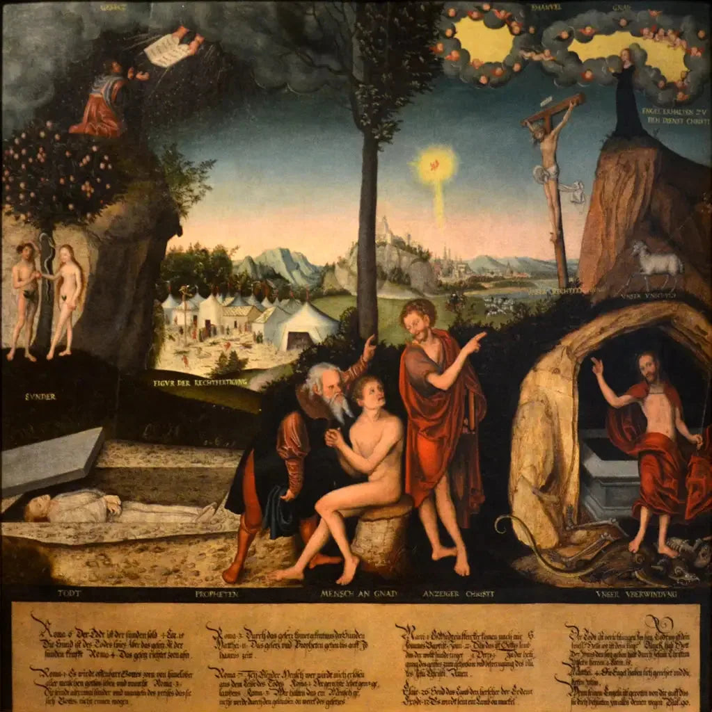 Loi et Évangile - Lucas Cranach the Elder image 1 reproduction artisanale de tableau