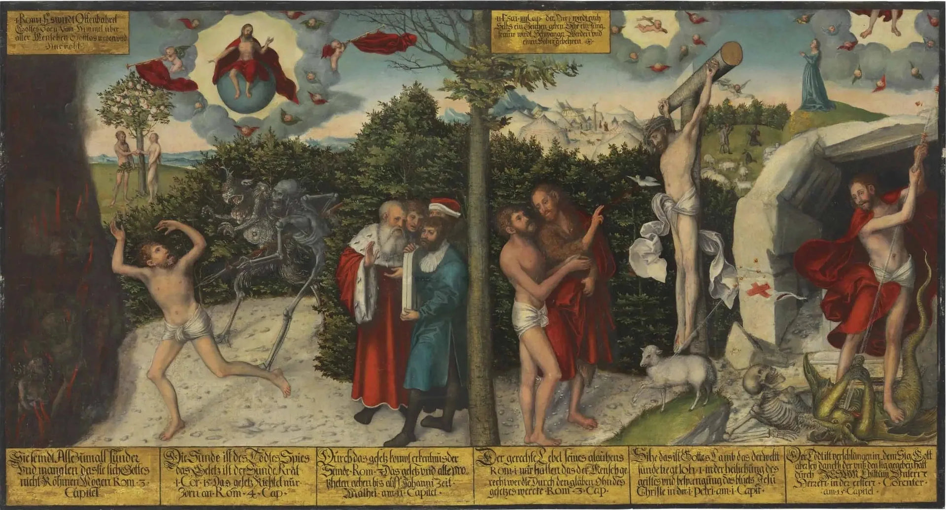Loi et grâce - Lucas Cranach the Elder image 1 copie peinte à la main à l’huile