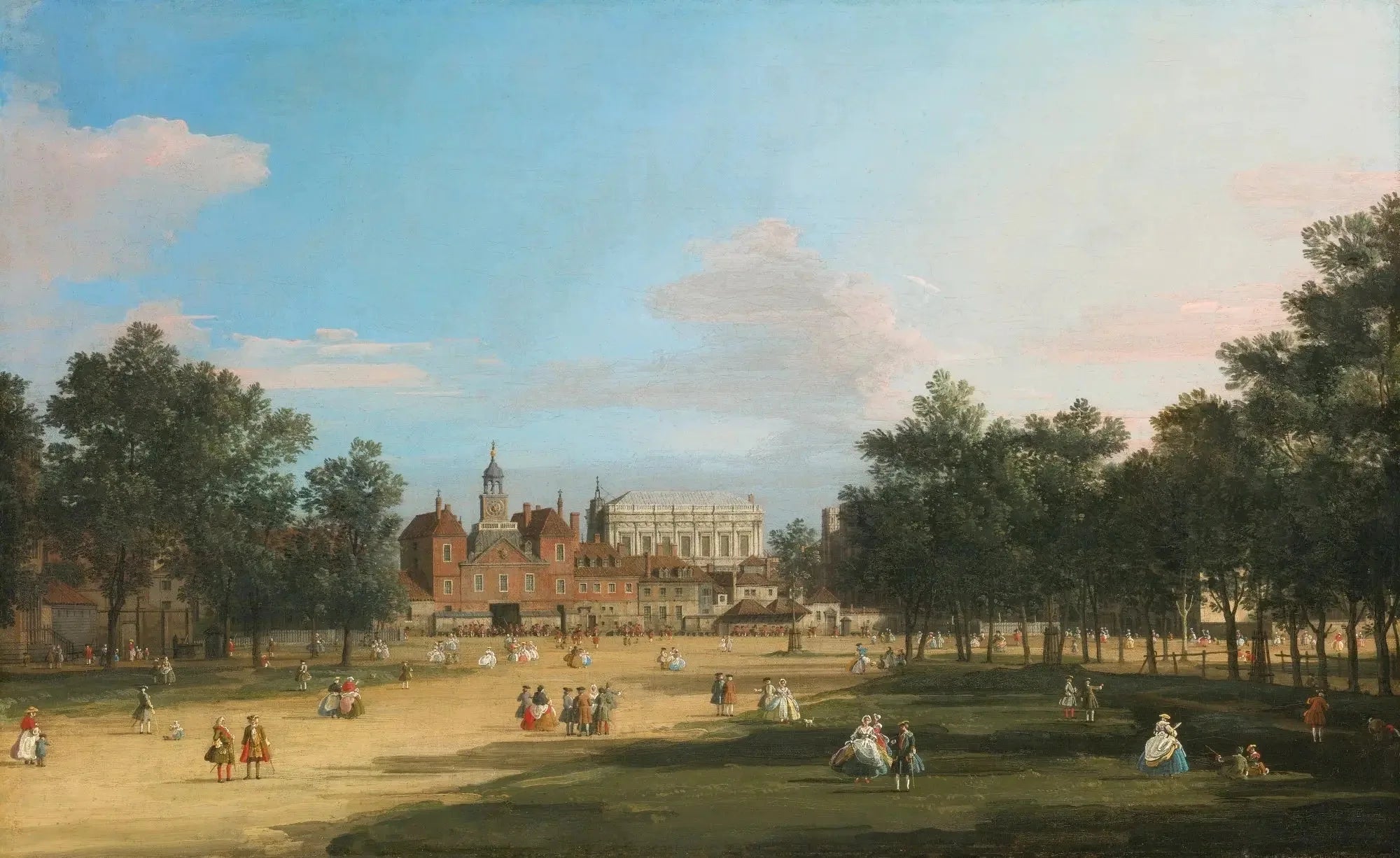 Londres : l'ancien bâtiment des Horse Guards et Banqueting Hall, depuis St James's Park - Canaletto image 1 reproduction de peinture à l’huile