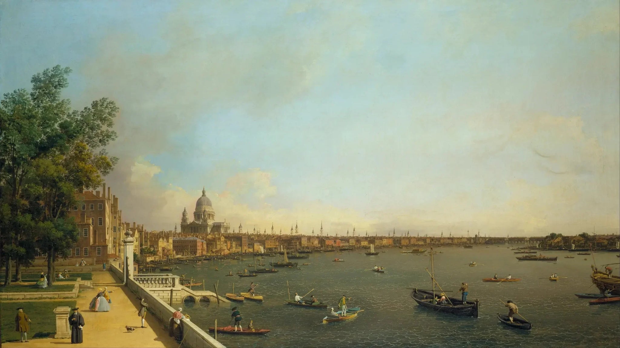 Londres : la Tamise de Somerset House Terrace vers la City - Canaletto image 1 copie de tableau peinte à la main