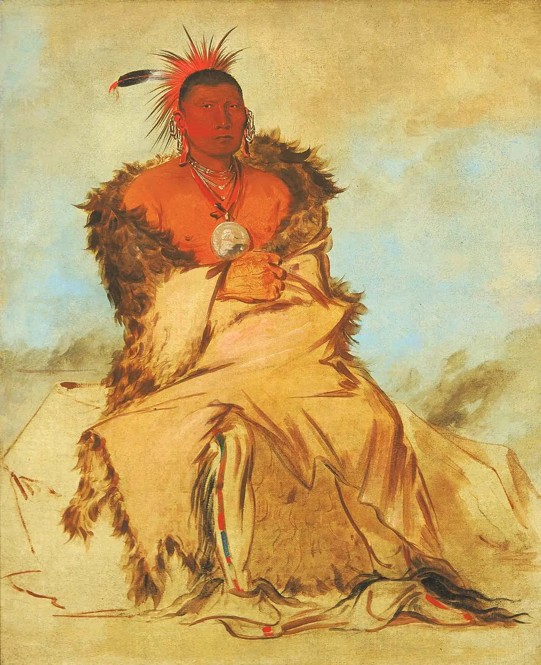 Loo-rá-wée-re-coo, Oiseau qui part en guerre, un Tapage Pawnee - George Catlin image 1 reproduction artisanale de tableau