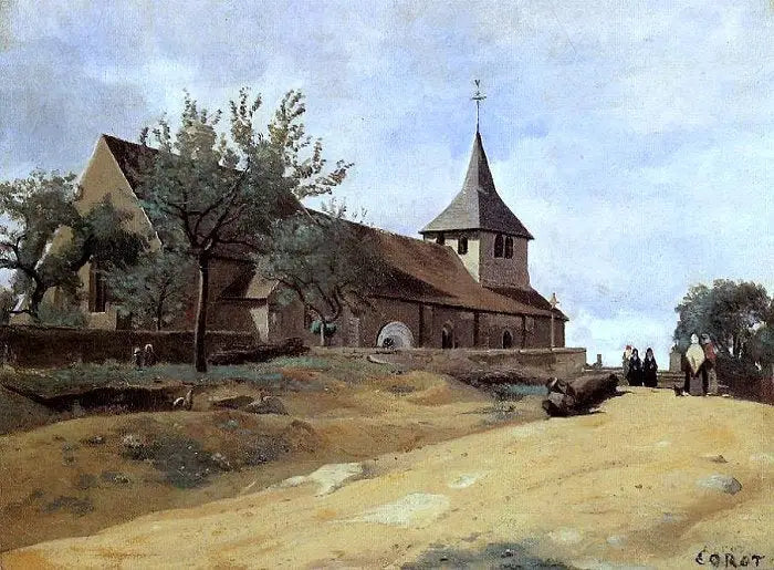 Lormes, l'église - Jean-Baptiste Camille Corot image 1 reproduction d’œuvre d’art à l’huile