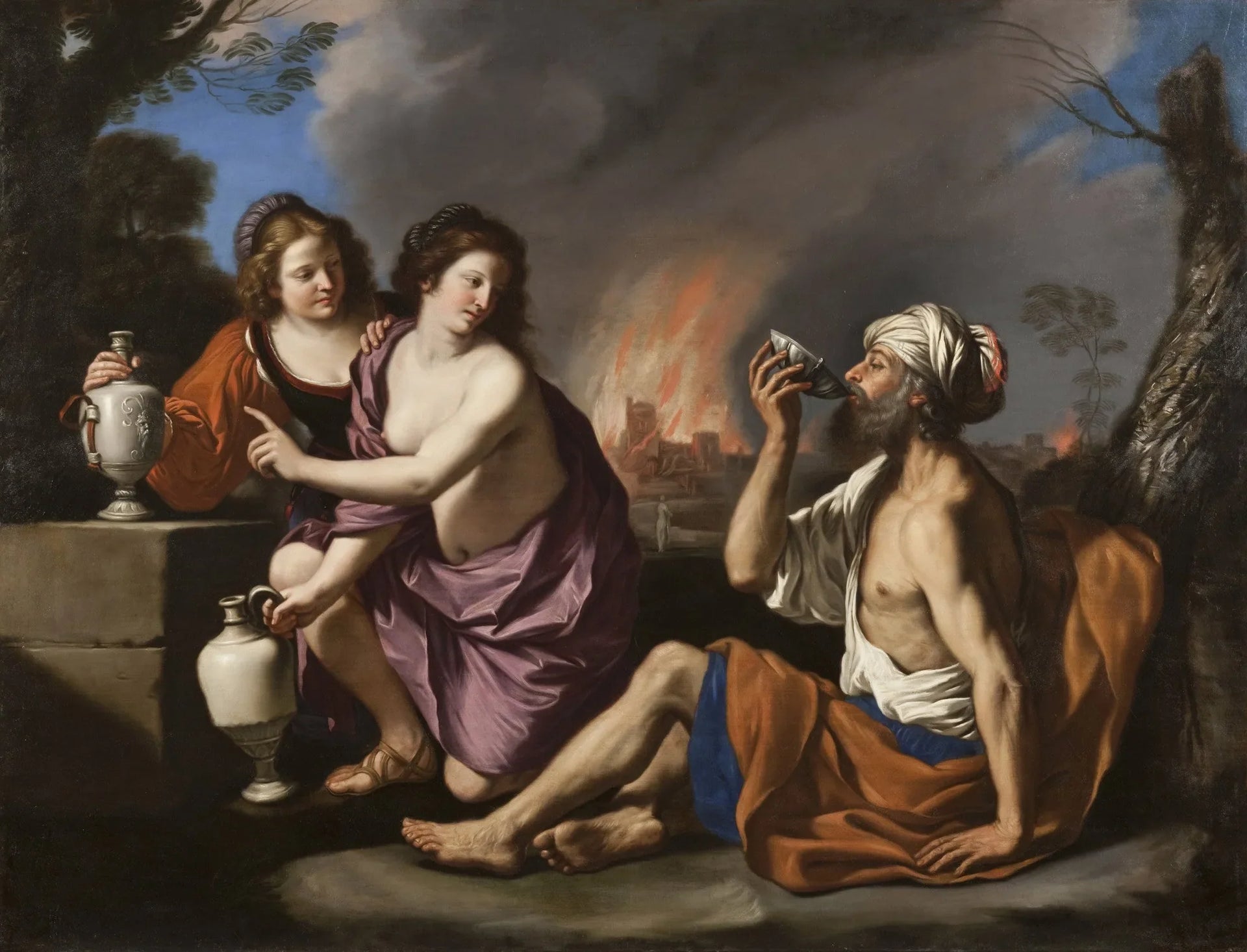 Lot et ses filles - Guercino image 1 reproduction de peinture à l’huile