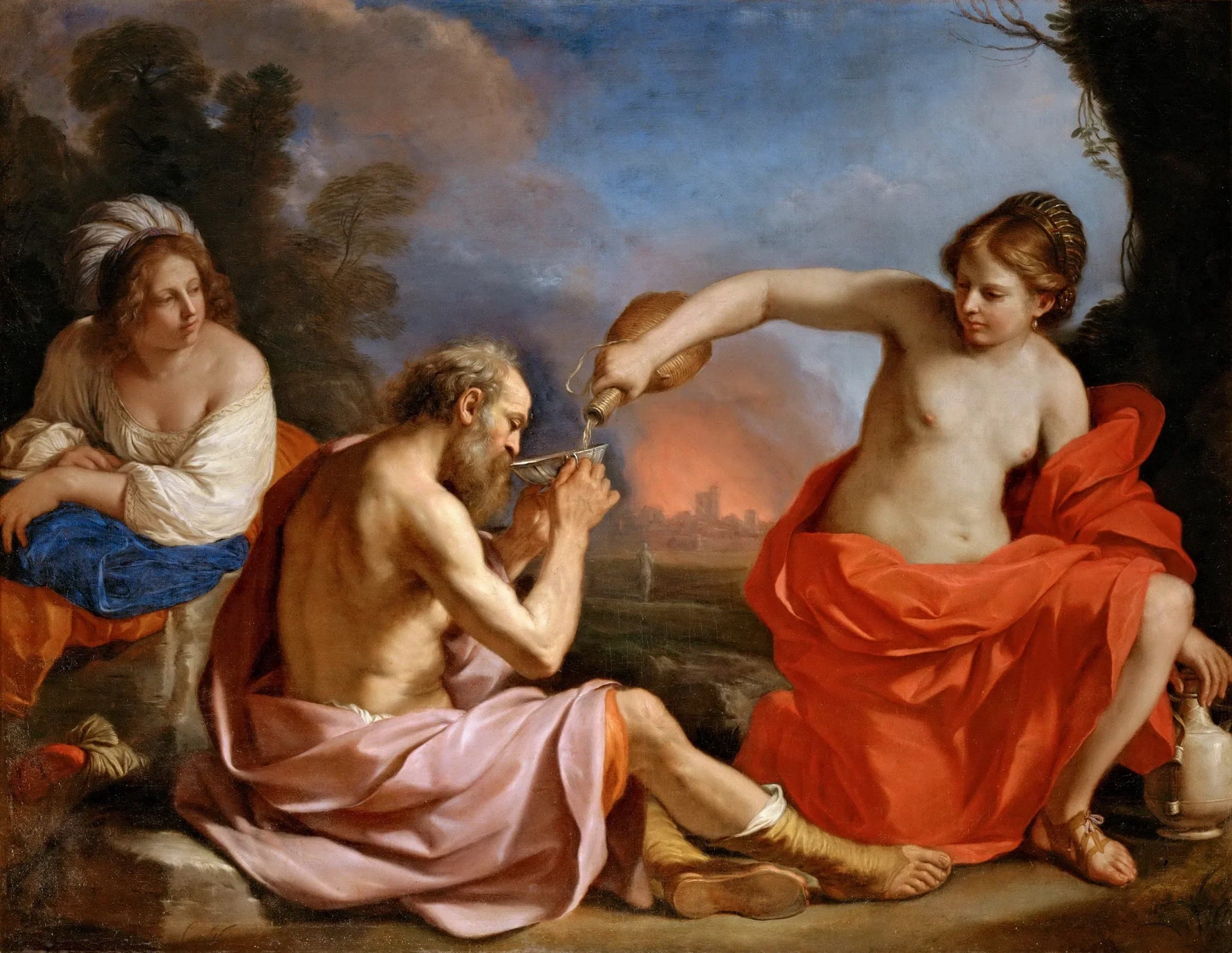 Loth et ses Filles - Guercino image 1 copie de tableau peinte à la main