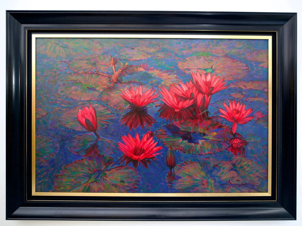 Lotus Rose | 80 x 120 cm image 3 reproduction artisanale de tableau