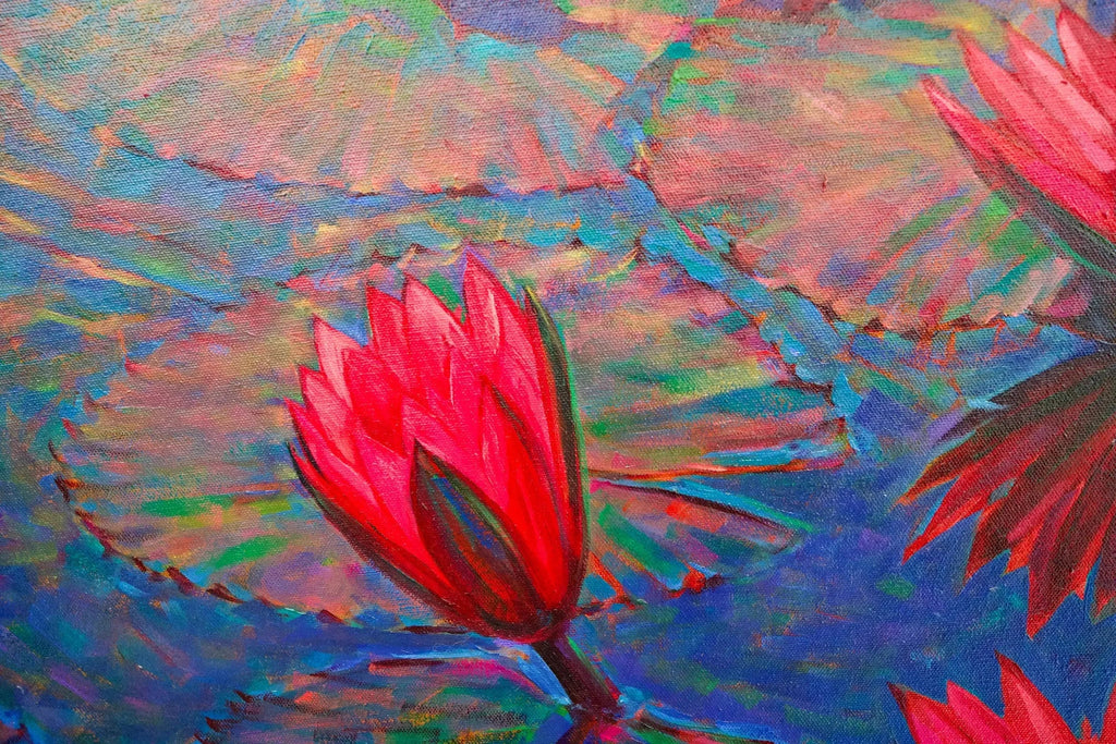 Lotus Rose | 80 x 120 cm image 4 copie peinte à la main à l’huile