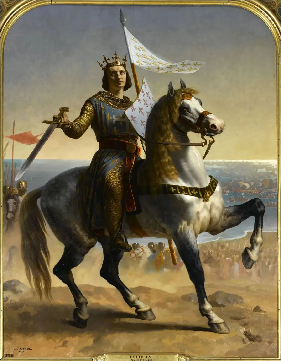Louis IX, dit Saint Louis, Roi de France (1215-1270) - Émile Signol image 1 tableau peint à l’huile sur toile