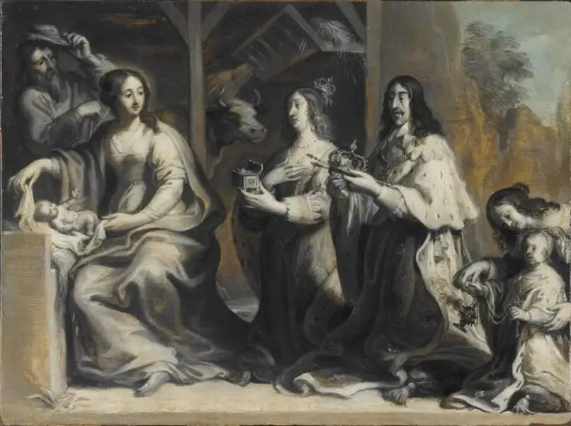Louis XIII et Anne d'Autriche offrant le royaume à la Vierge lors de la Nativité - Juste d'Egmont image 1 reproduction artisanale de tableau